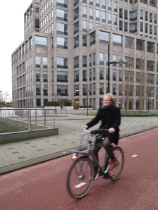 Eske the strategy consultant cycling home from the Rembrandt tower