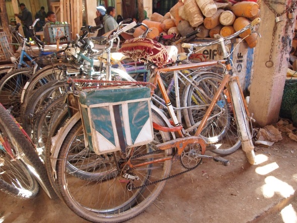 A saddle cover and panniers in Morocco